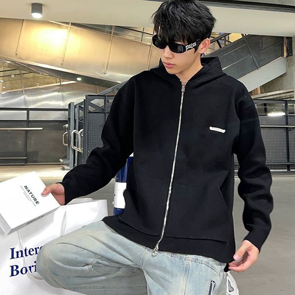 クロムハーツ 偽物 ニット ジップ フーディ ロゴ刺繡 Kuj20408